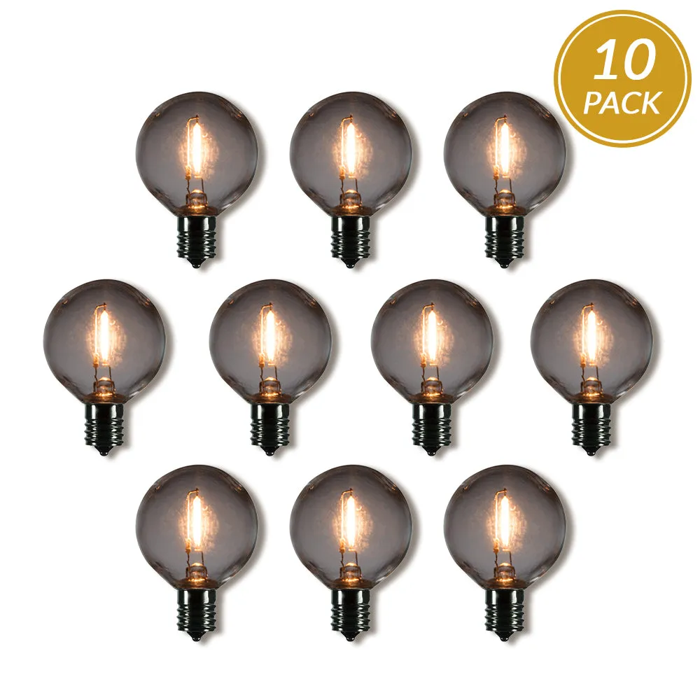 10-Pack LED Filament G50 Globe Shatterproof Light Bulb, Dimmable, 1W,  E17 Intermediate Base