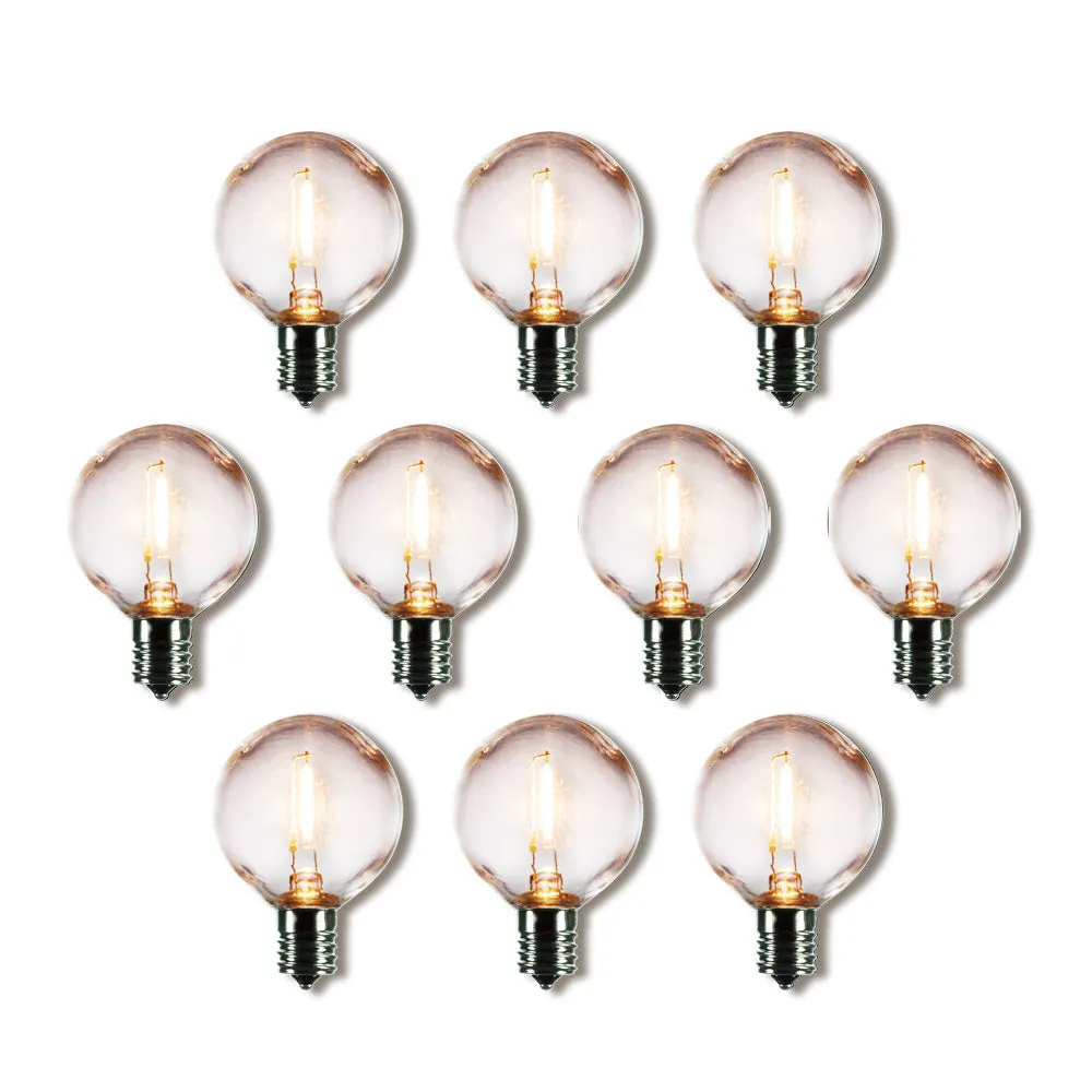 10-Pack LED Filament G50 Globe Shatterproof Light Bulb, Dimmable, 1W,  E17 Intermediate Base