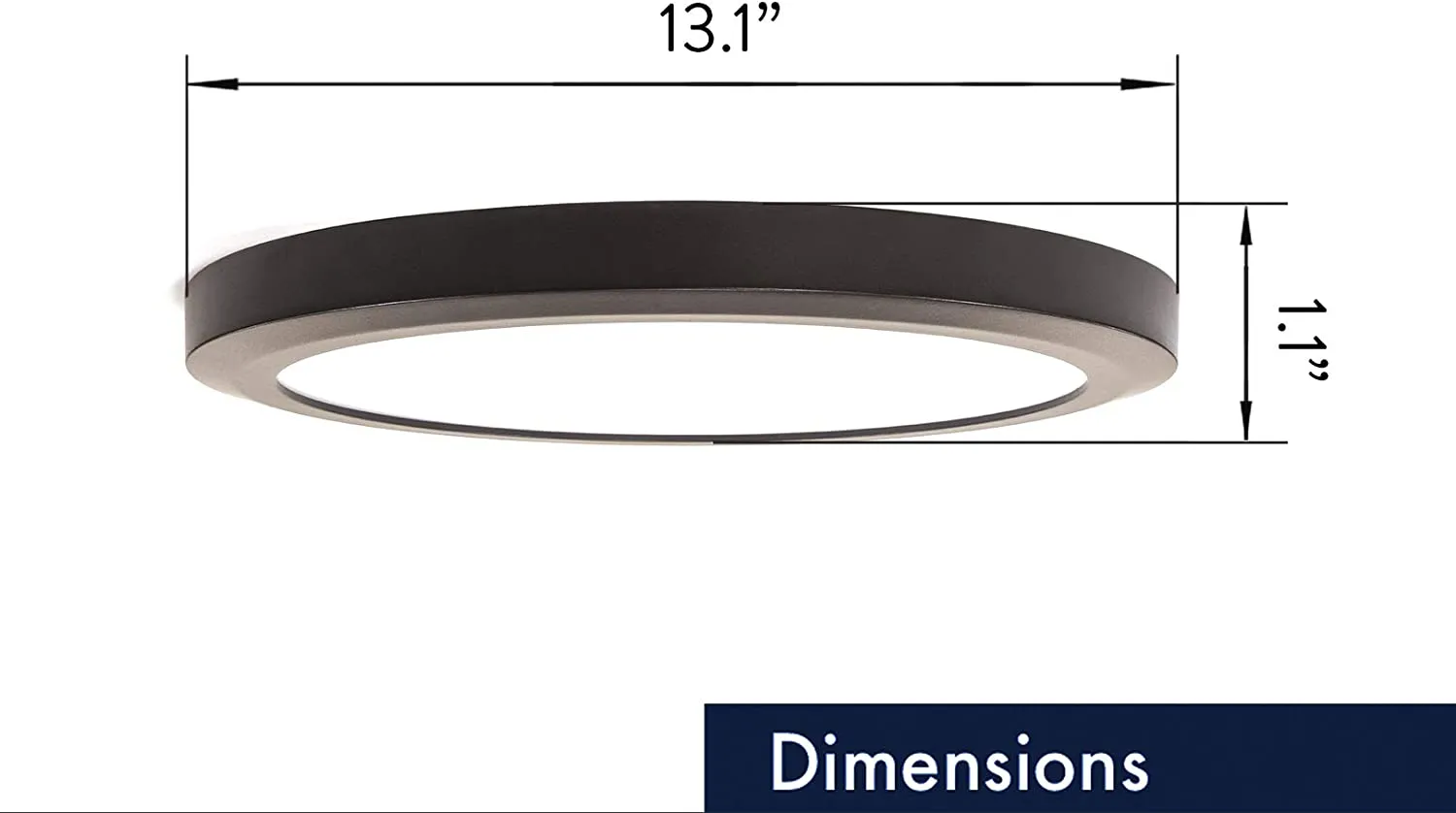 13 Inch Integrated LED Low Profile Flush Mount Ceiling Fixture, Dimmable, 1050 Lumen, 3K/4K/5K Switch, 90  CRI,  in 3 Finishes