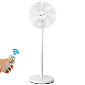 16" Oscillating Pedestal 3-Speed Adjustable Height Fan with Remote Control-White