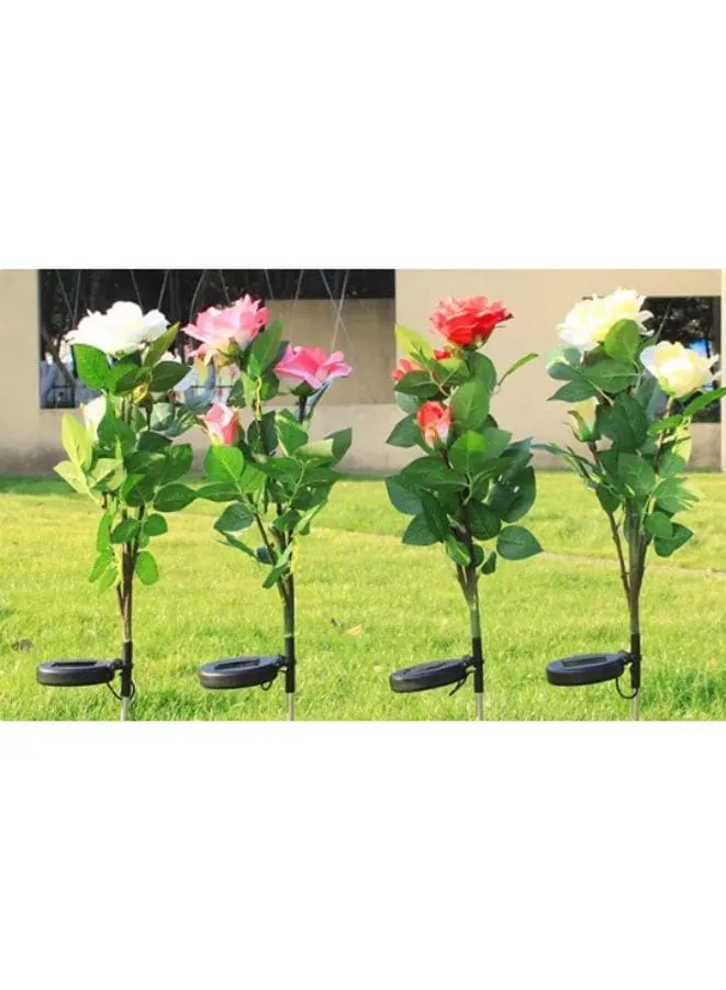 2 Pcs Beautiful Waterproof Solar Powered LED Artificial Plants For Outdoor Garden, Pink Rose