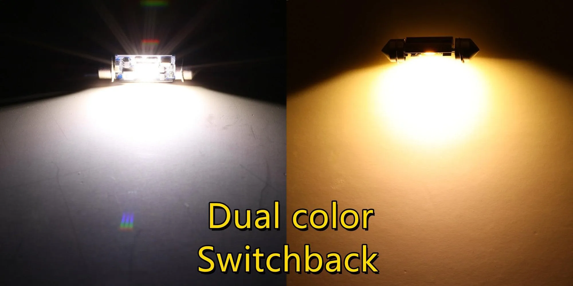 🆕(2pcs/set) Dual Color Switchback 41MM 578 211-2 212-2 214-2 1.61" 1860CSP 6500K Cool White& 5000K Natural White LED Festoon Canbus For Interior Dome Map License Plate Bulbs