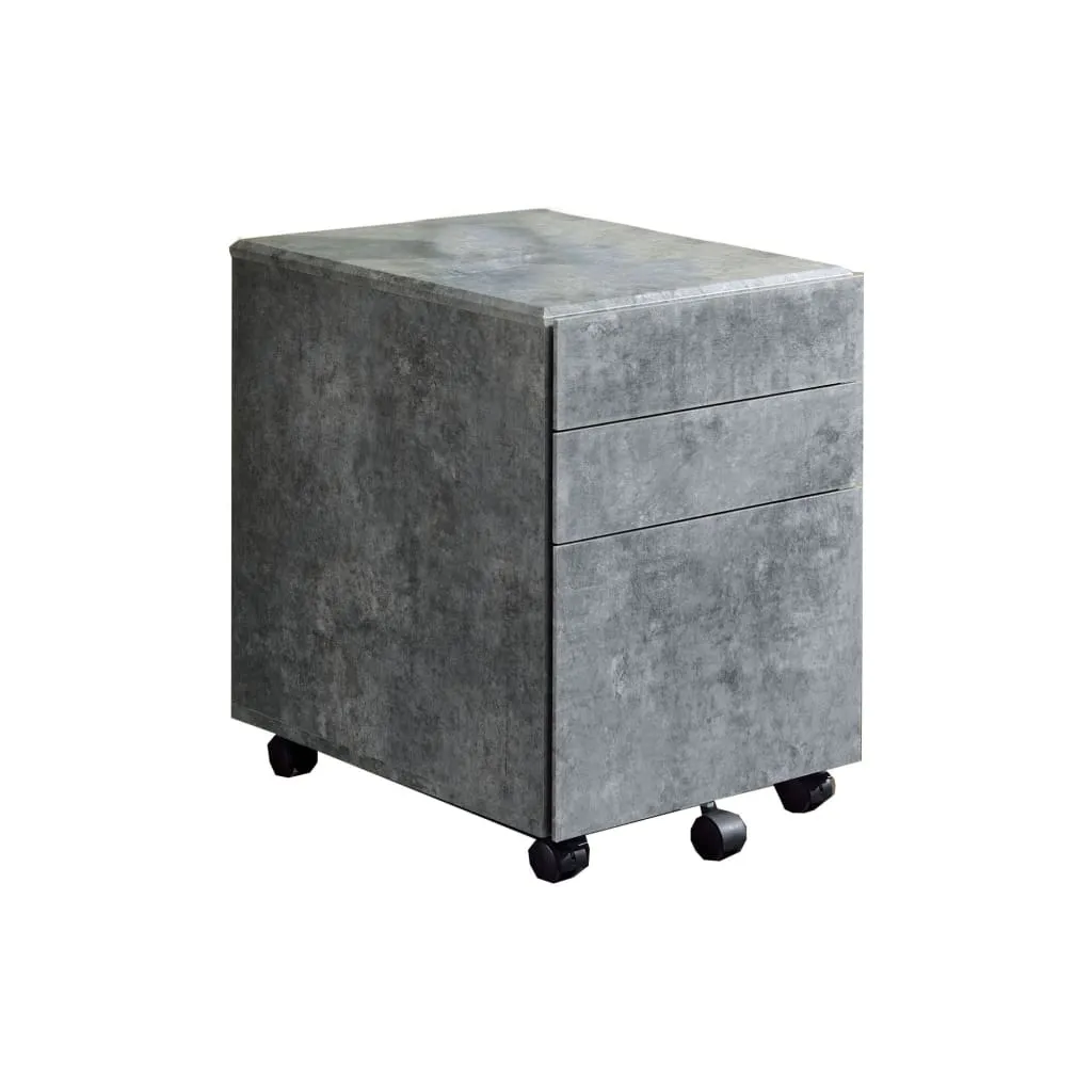 3-Drawer Wooden File Cabinet with Casters, Gray By Casagear Home