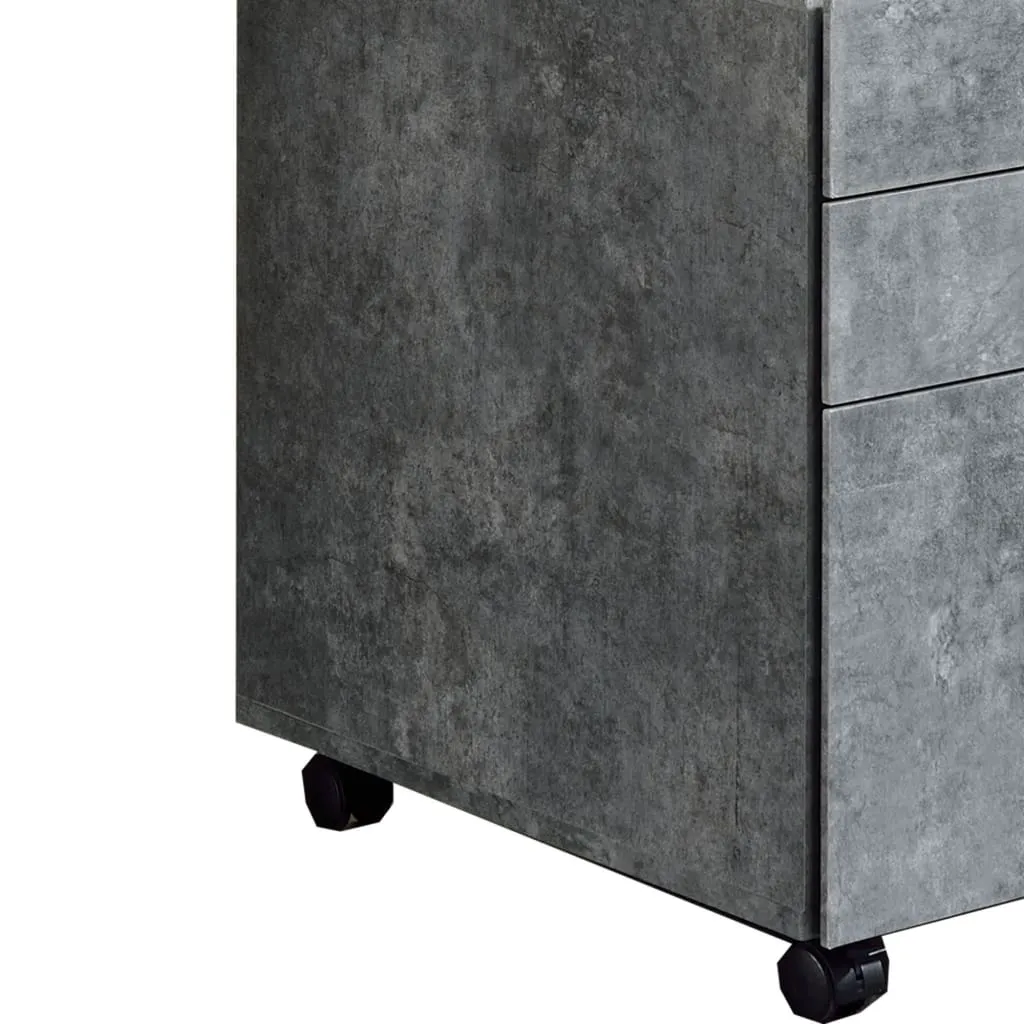 3-Drawer Wooden File Cabinet with Casters, Gray By Casagear Home