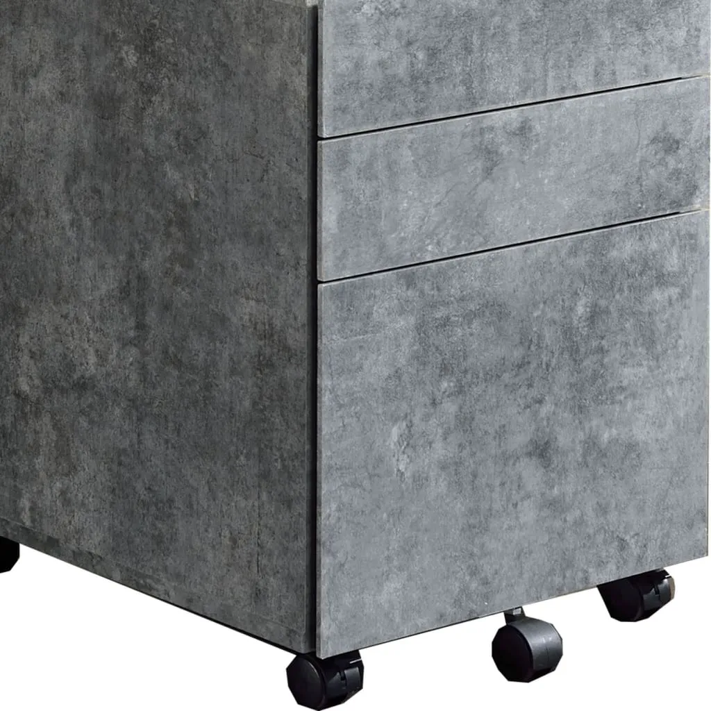 3-Drawer Wooden File Cabinet with Casters, Gray By Casagear Home