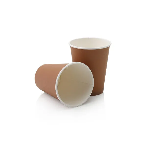 350ml Kraft Paper Coffee Cup Single Wall with White Sip Lid 10Pack