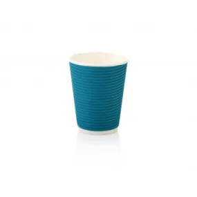 350ml Ripple Paper Coffee Cup Turquoise with White Sip Lid 10pack