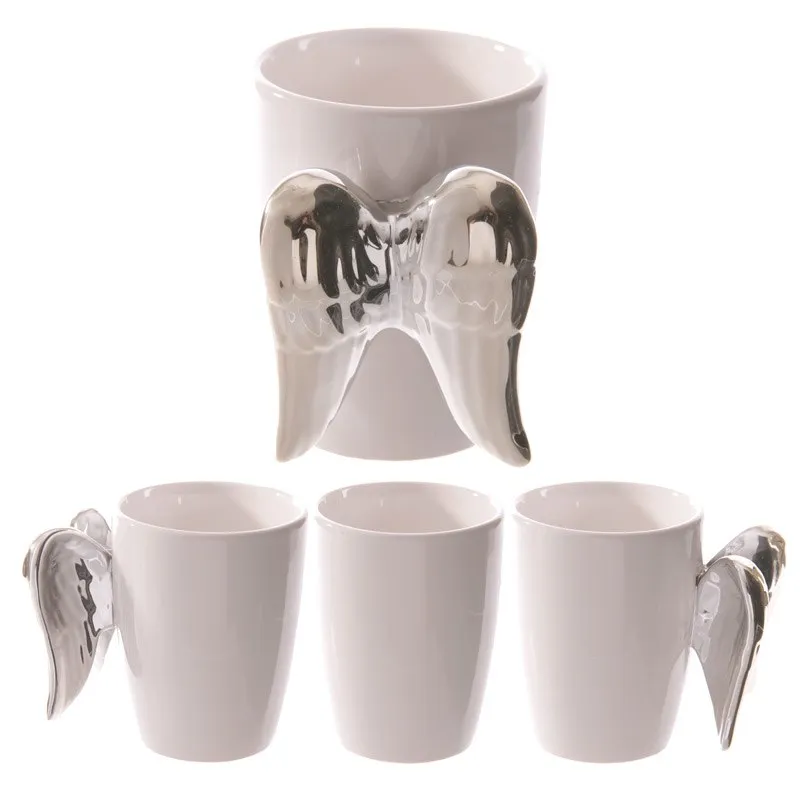 3D Angel Wing Handle Ceramic Mug Coffee Milk Mug Tea Drinking Cups Personality Drinkware Unique Gift Idea