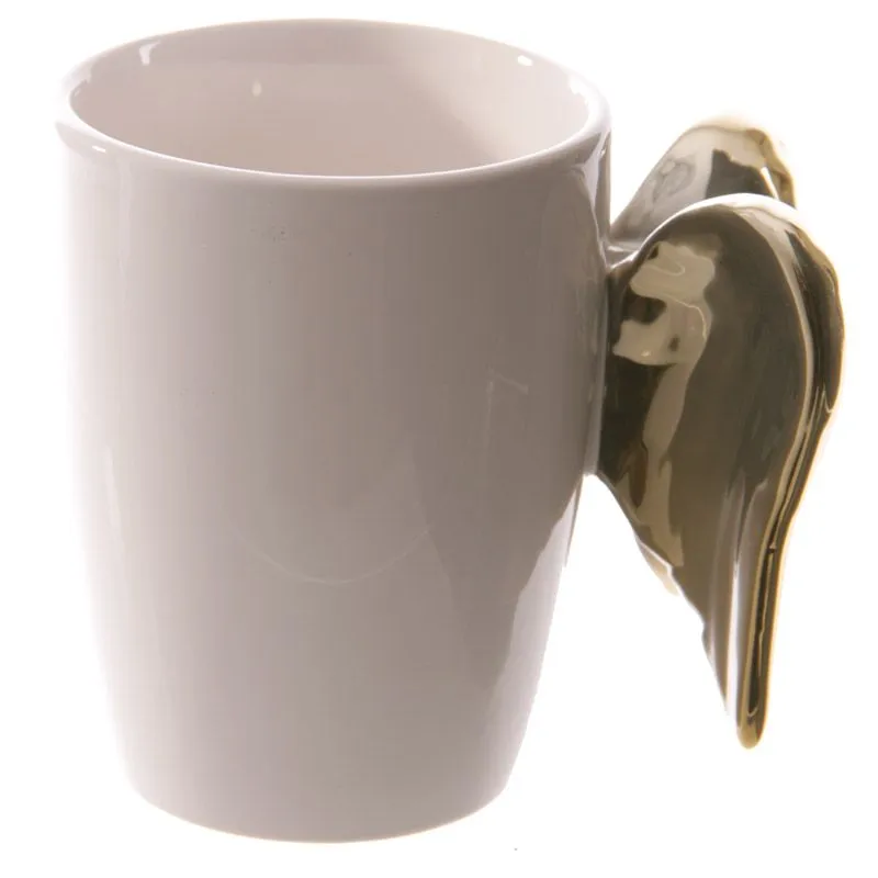 3D Angel Wing Handle Ceramic Mug Coffee Milk Mug Tea Drinking Cups Personality Drinkware Unique Gift Idea