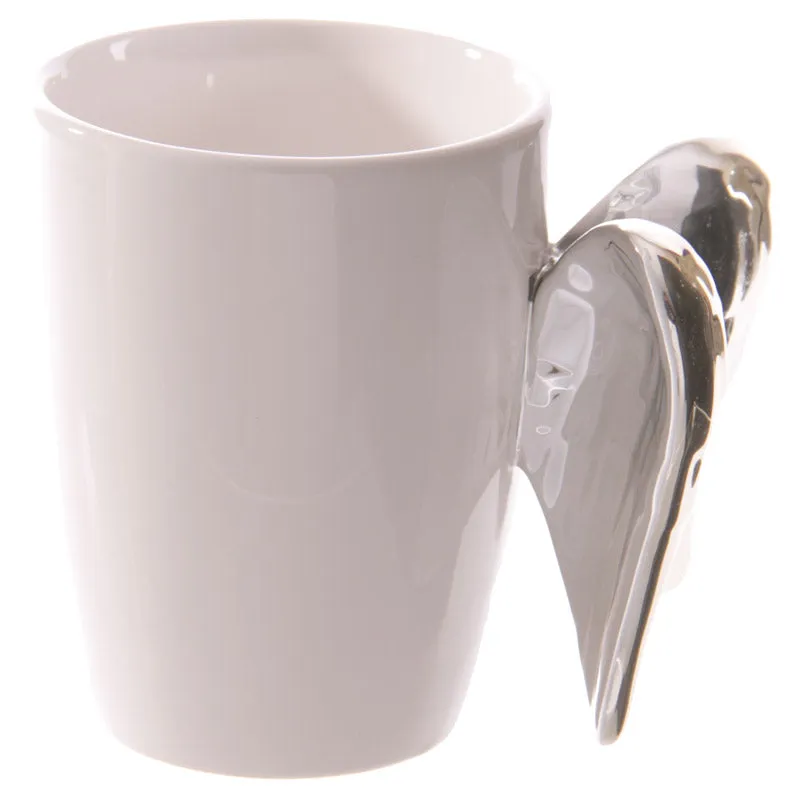 3D Angel Wing Handle Ceramic Mug Coffee Milk Mug Tea Drinking Cups Personality Drinkware Unique Gift Idea