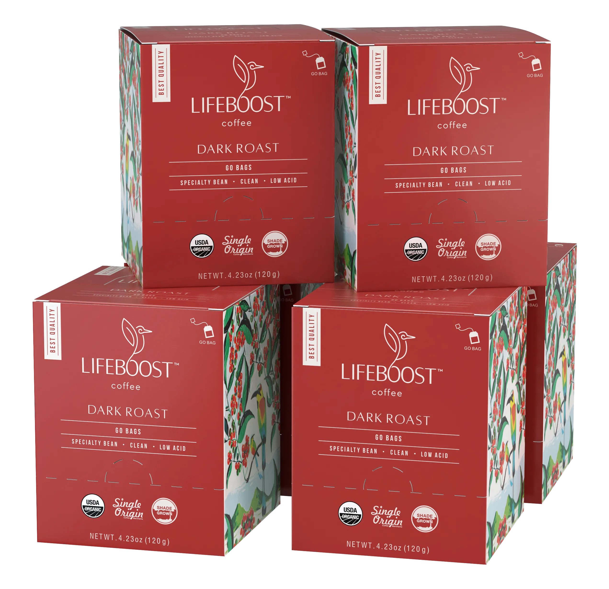 3x Dark Roast Lifeboost Go Bags - (10 bags in each)