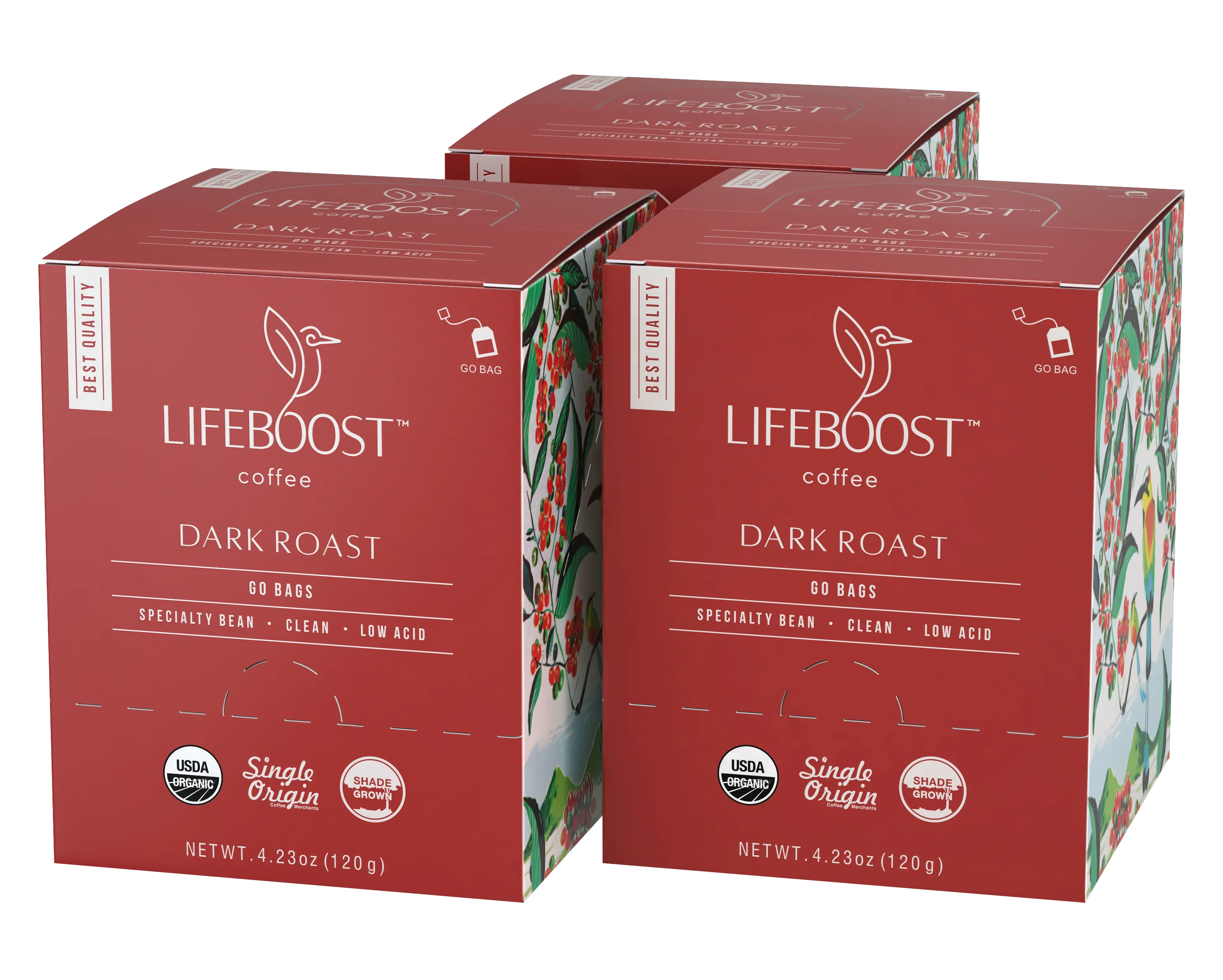 3x Dark Roast Lifeboost Go Bags - (10 bags in each)