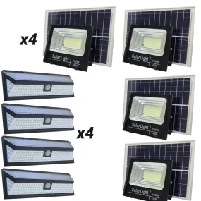 4 100W Solar Flood Lights   4 118 LED Solar Lights