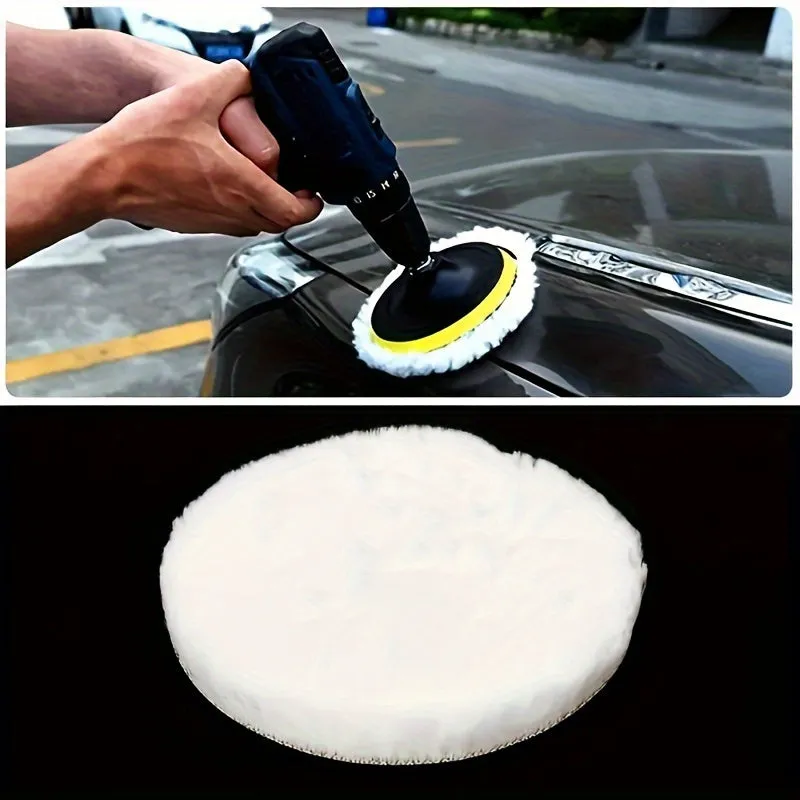 5pc Car Polishing Kit with Buffing Wheel Pad and Drill Connector