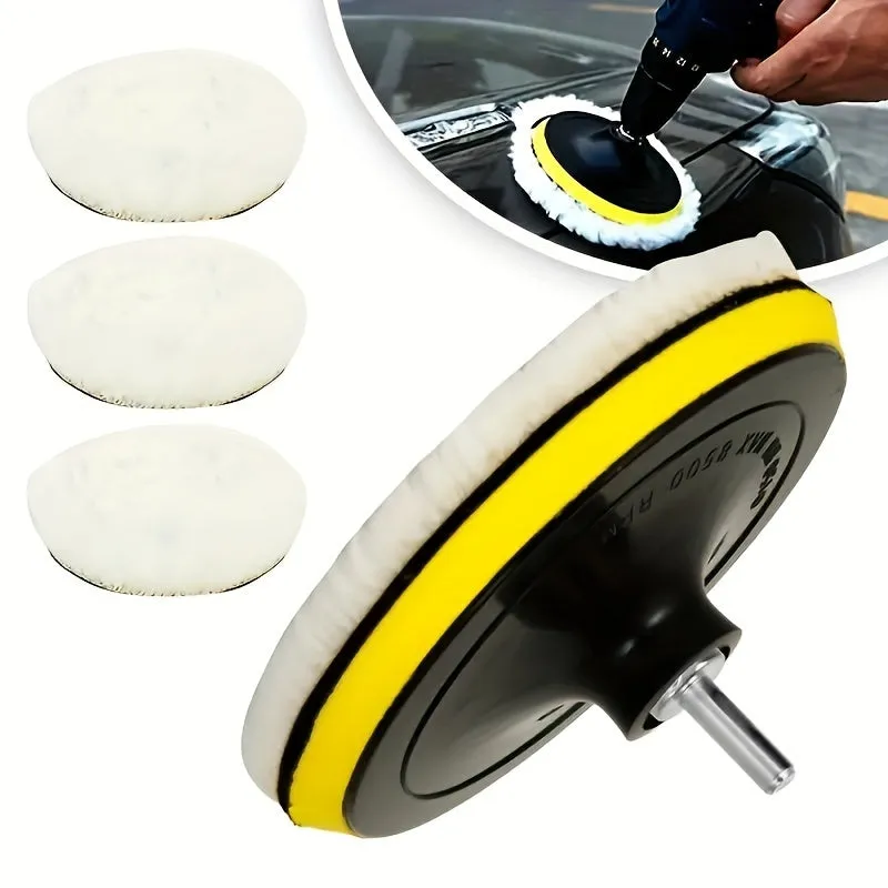 5pc Car Polishing Kit with Buffing Wheel Pad and Drill Connector