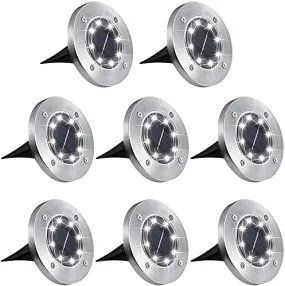 Aogist Solar Ground Lights,8 Pack In-Ground Lights 8 LED Garden Lights Patio Disk Lights Outdoor Landscape Lighting for Lawn Patio Pathway Yard Deck Walkway