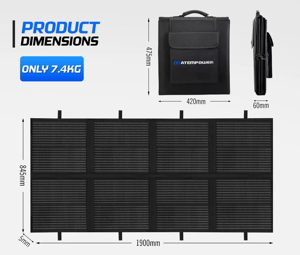 Atem Power 12V 200W Folding Solar Panel Blanket Mat Completed Kit Camping Power