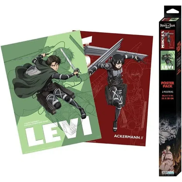 Attack on Titan - Levi & Mikasa Boxed Poster Set (20.5"x15") - ABYstyle - Series 1