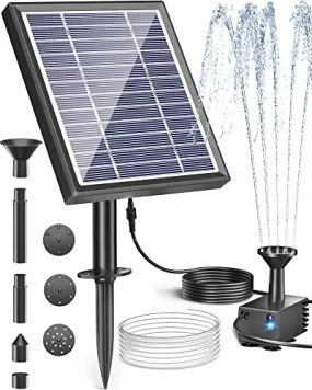 Biling Solar Fountain for Bird Bath, Solar Panel Kit Outdoor Solar Water Pump with 4ft Tubing for Hummingbird Bath, Small Pond and Fish Tank