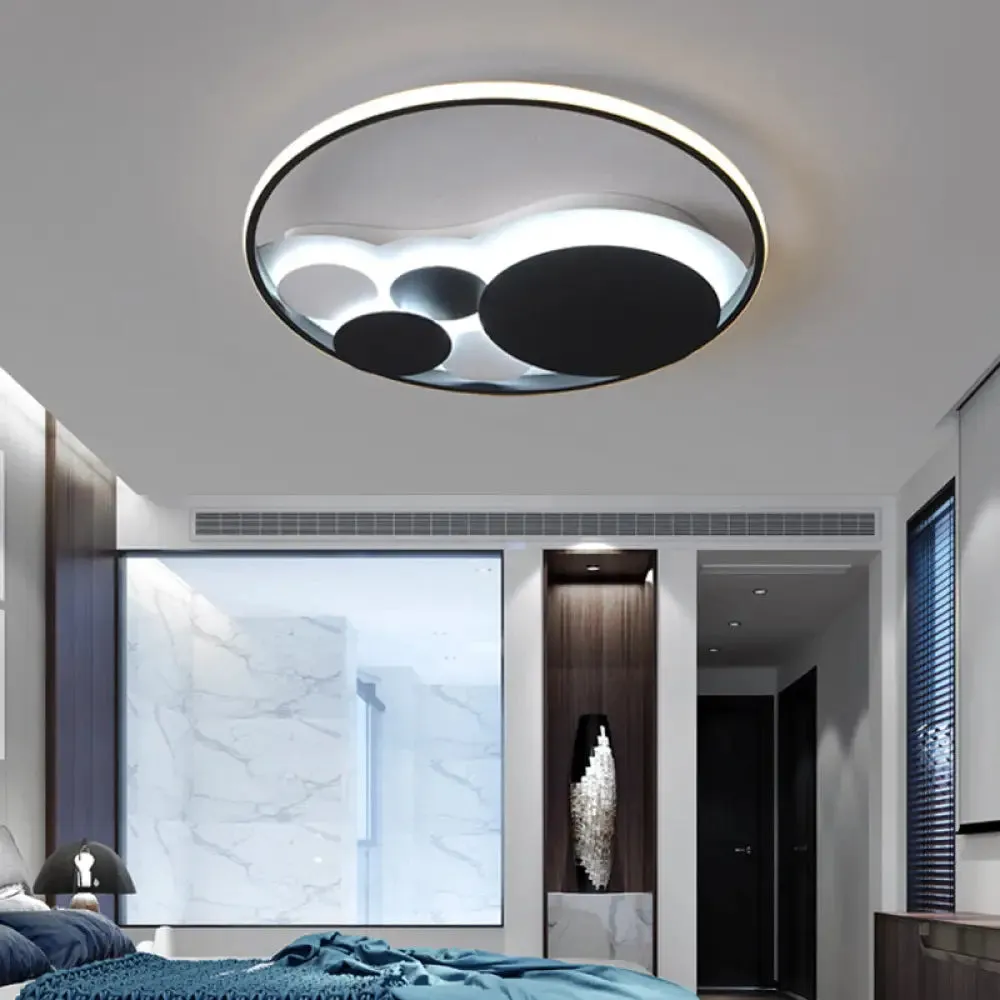 Black Acrylic LED Ceiling Light - Simple Style Flush Mount for Cloth Shop