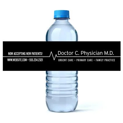 Black EKG Doctor Water Bottle Labels