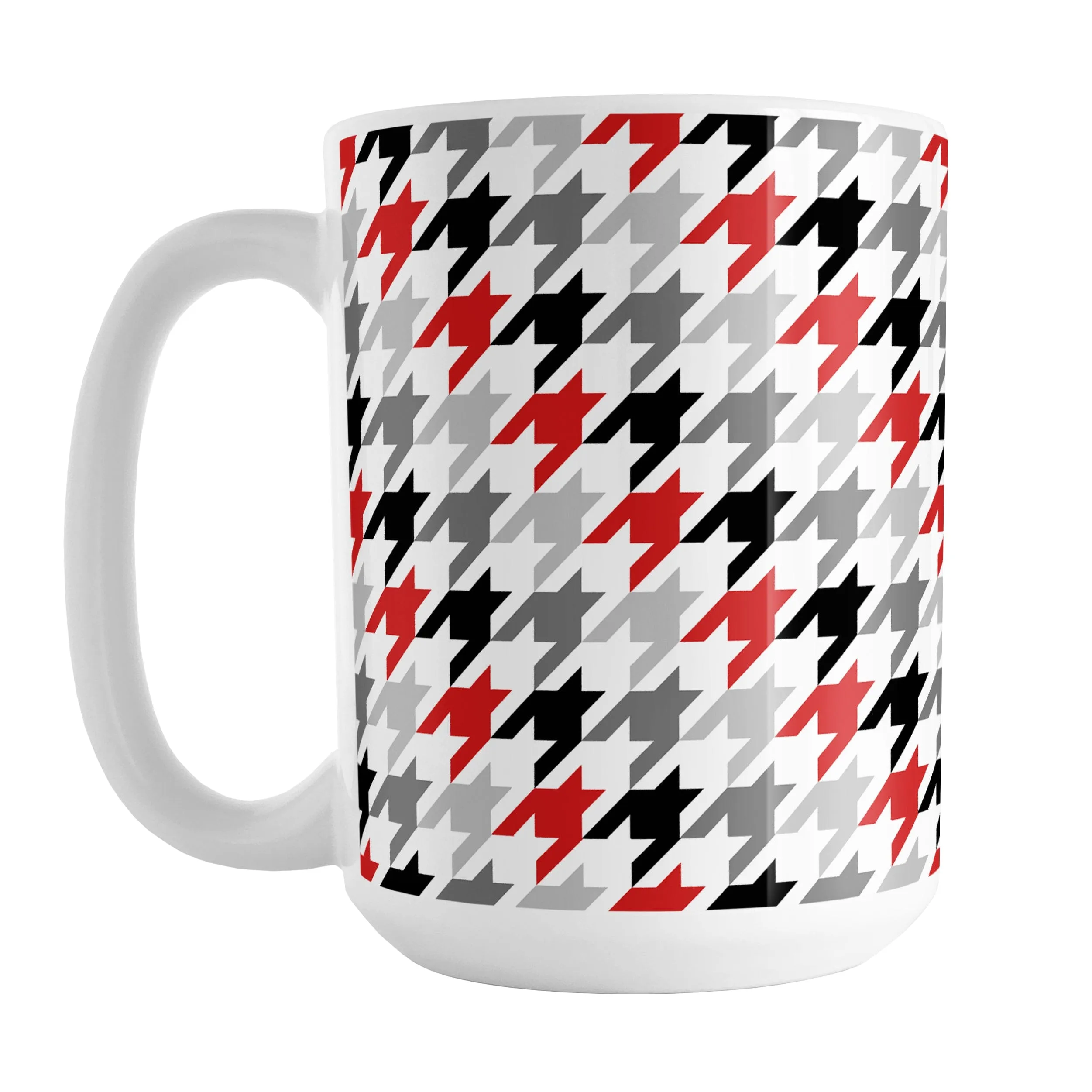 Black Gray Red Houndstooth Mug