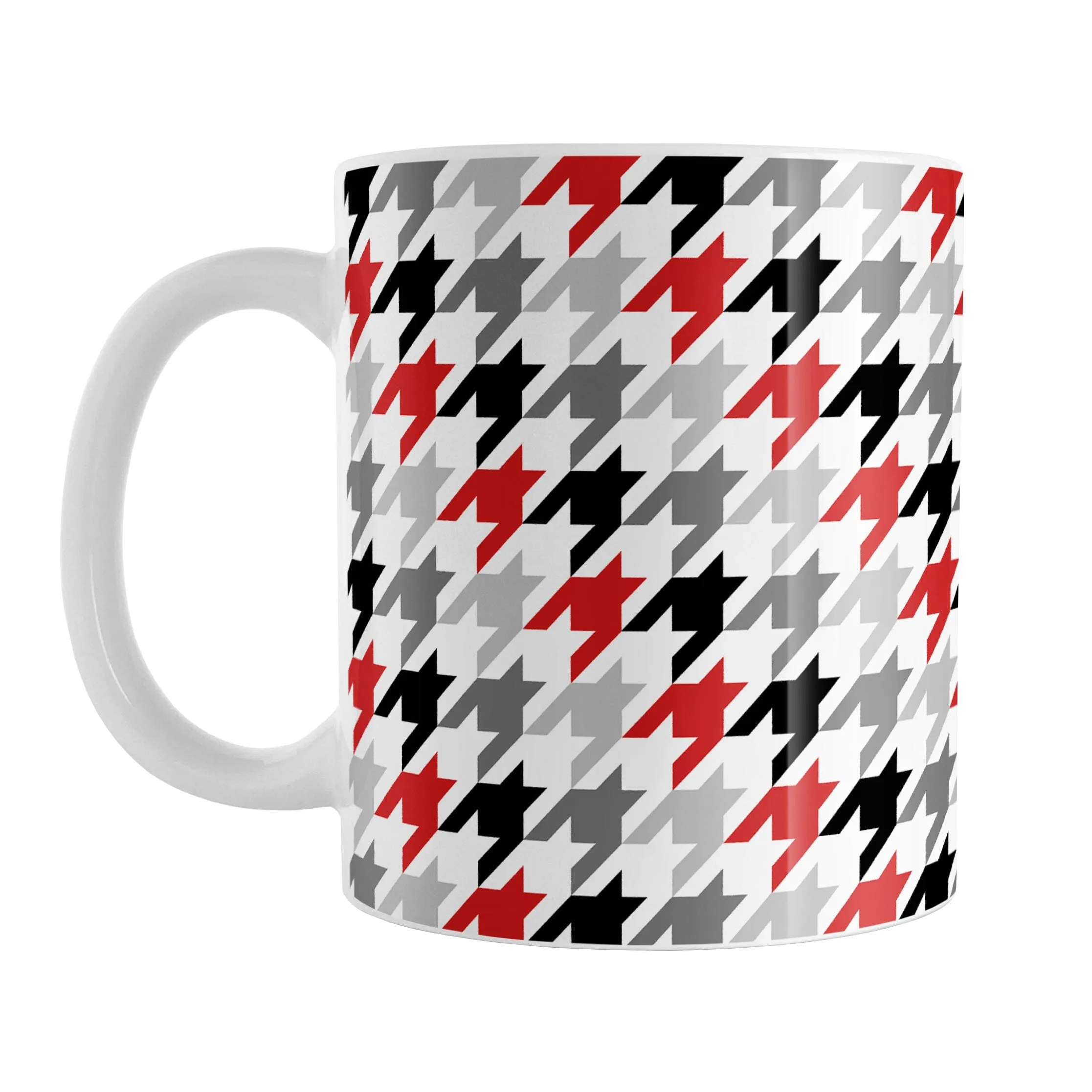 Black Gray Red Houndstooth Mug