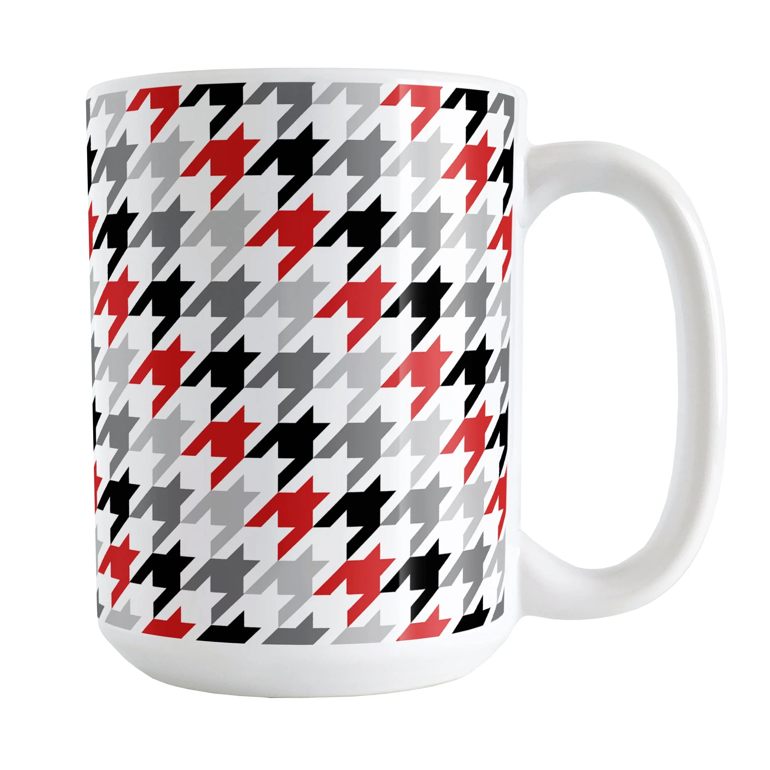 Black Gray Red Houndstooth Mug