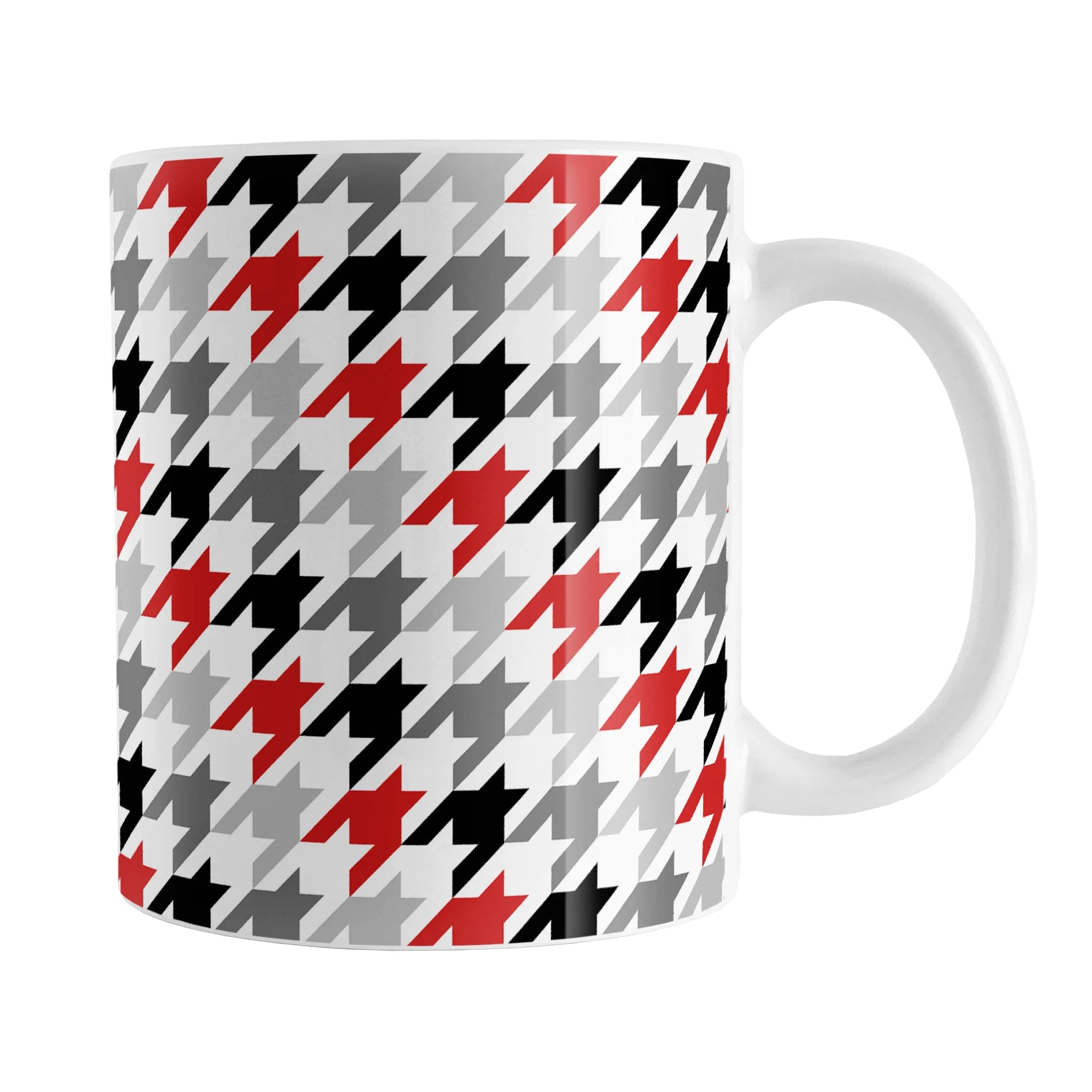 Black Gray Red Houndstooth Mug