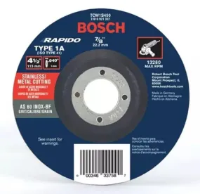 Bosch 4-1/2" Type 1A Thin Cutting Wheel for Angle Grinders / Rapido