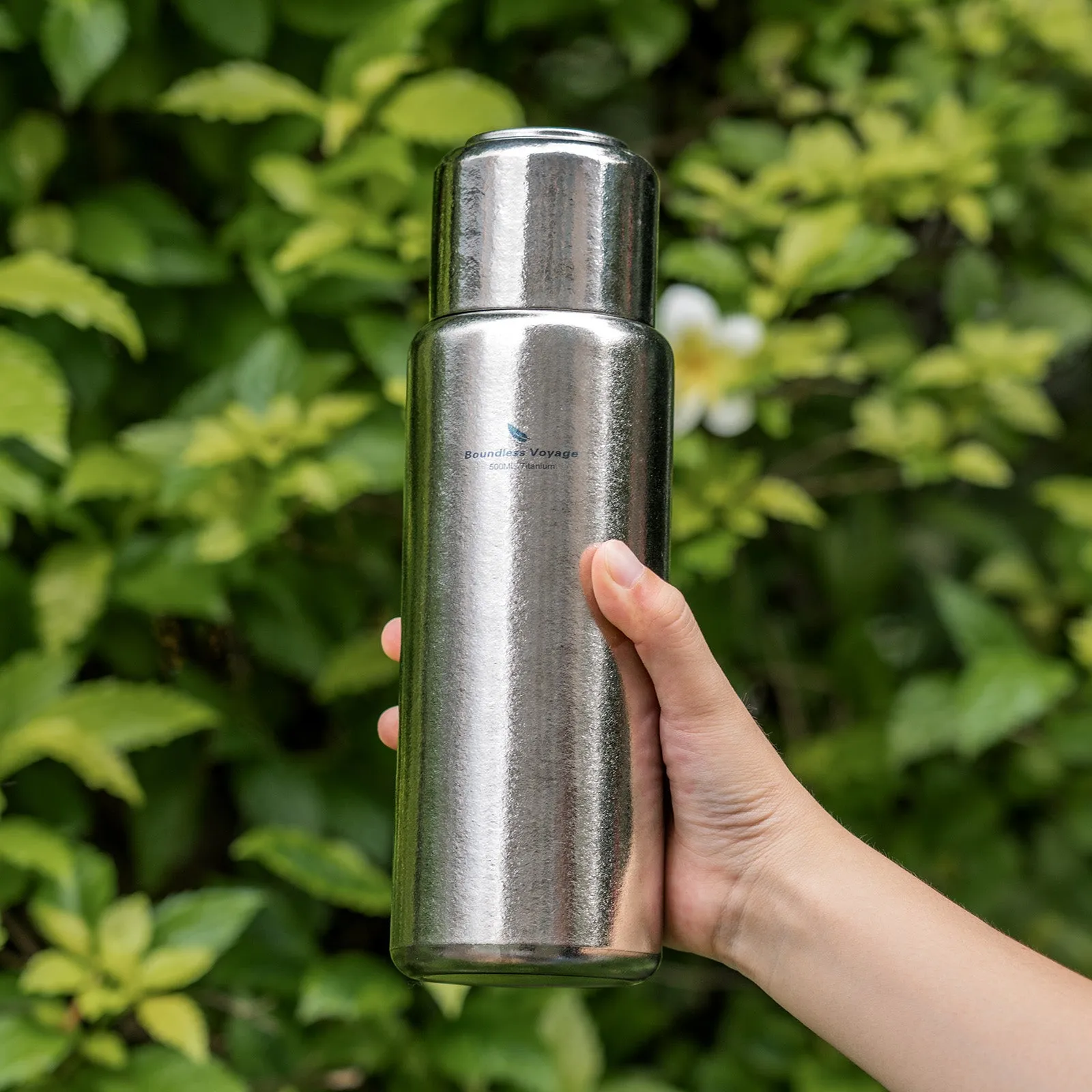 Boundless Voyage 500ml Titanium Bottle with Lid Double-Walled Insulated Water Bottle Keeps Hot or Cold