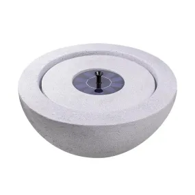 Bowl Stone Solar Water Feature - Light Grey