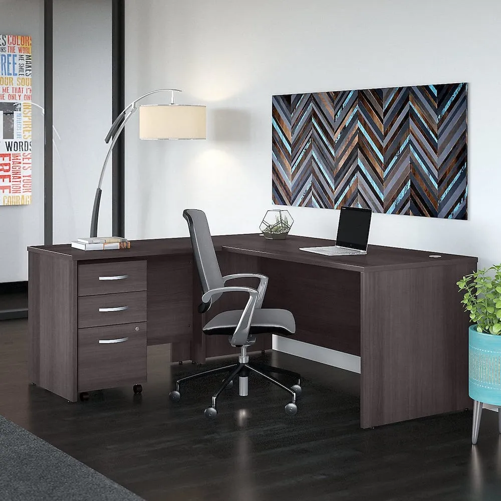 Bush Business Furniture 72W x 30D Desk with 42W Return and 3 Drawer Mobile Pedestal STC007SGSU