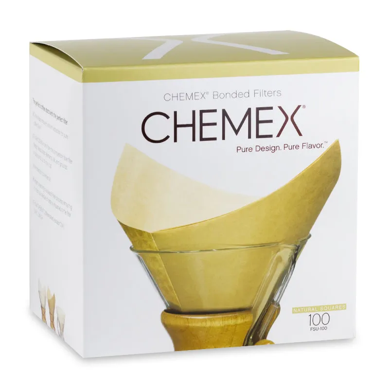 Chemex Bonded Filters FSU-100 Pre-Folded Squares, Natural