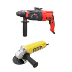 CHESTON 850W 26 mm Reversible Rotary Hammer Drilling Machine I 1100RPM I 3 Modes & SDS 5-Drill Bits With Case   850W 4-Inch Angle Grinder for Polishing Cutting Grinding Works on Metal Wood Wall