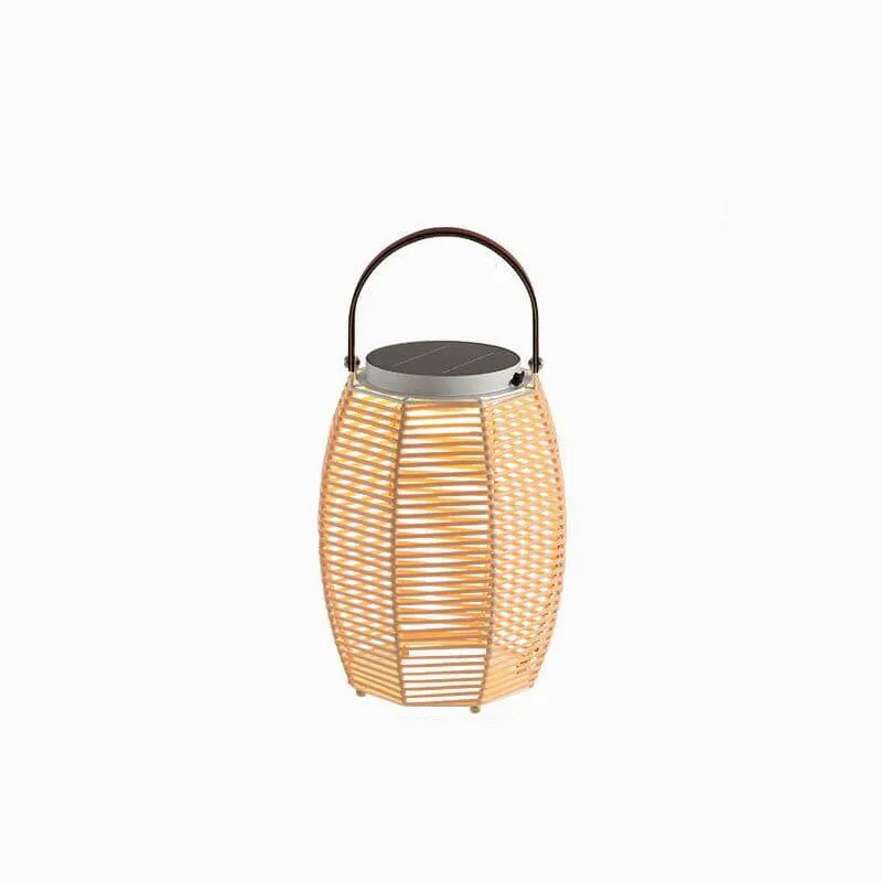 Chinese Retro Solar Waterproof Rattan Weaving LED Outdoor Patio Landscape Light