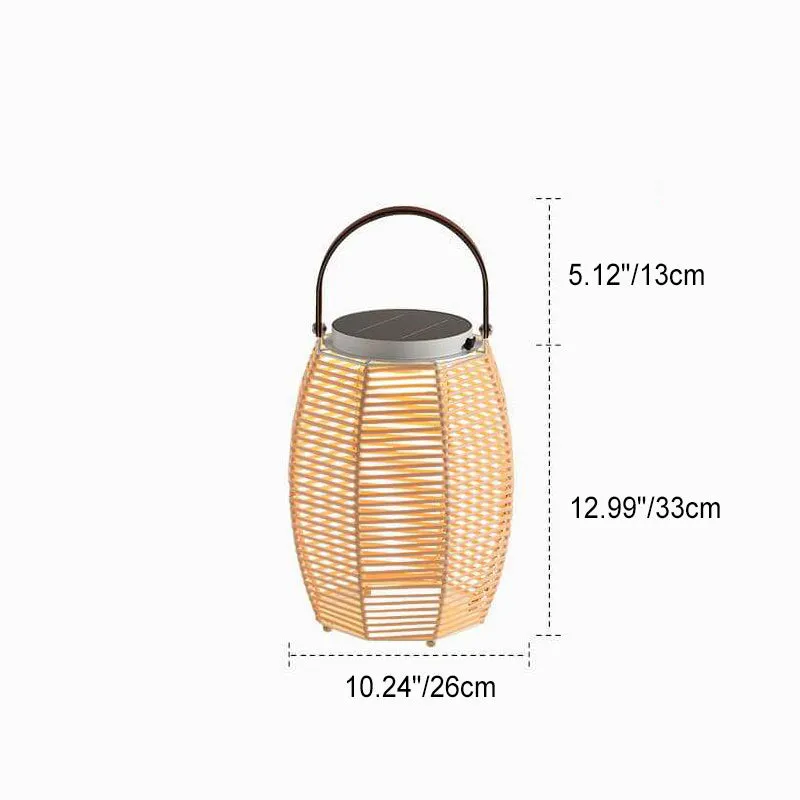 Chinese Retro Solar Waterproof Rattan Weaving LED Outdoor Patio Landscape Light