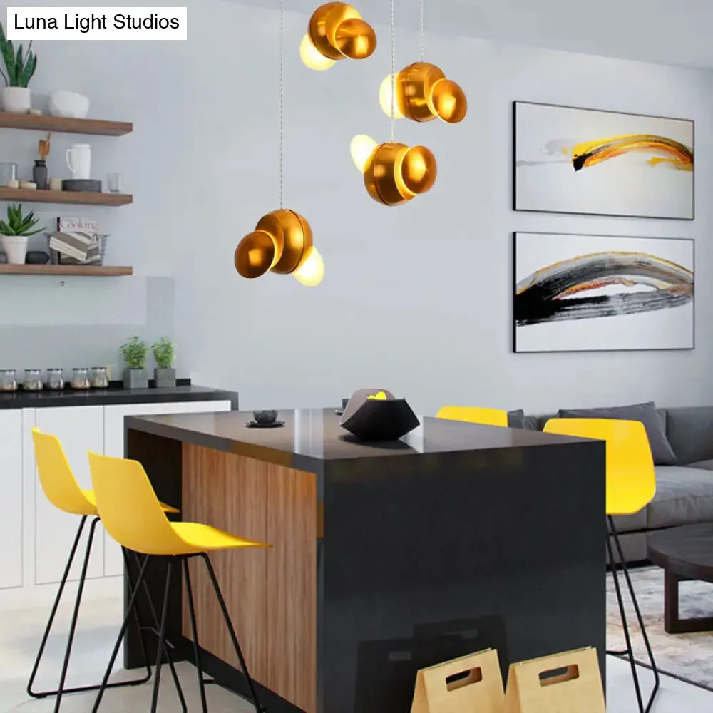 Contemporary Gold LED Pendant Light Kit - Round Cluster Design with White/Warm Light