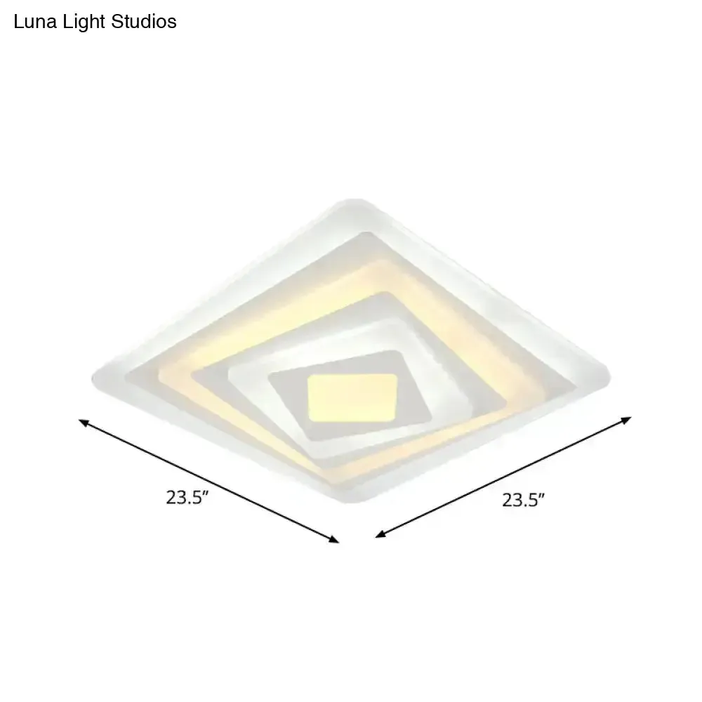 Contemporary LED Ceiling Lamp: Acrylic Spiral Design Flush Mount in White, Warm/White Light - 19.5"/35.5"/47" W