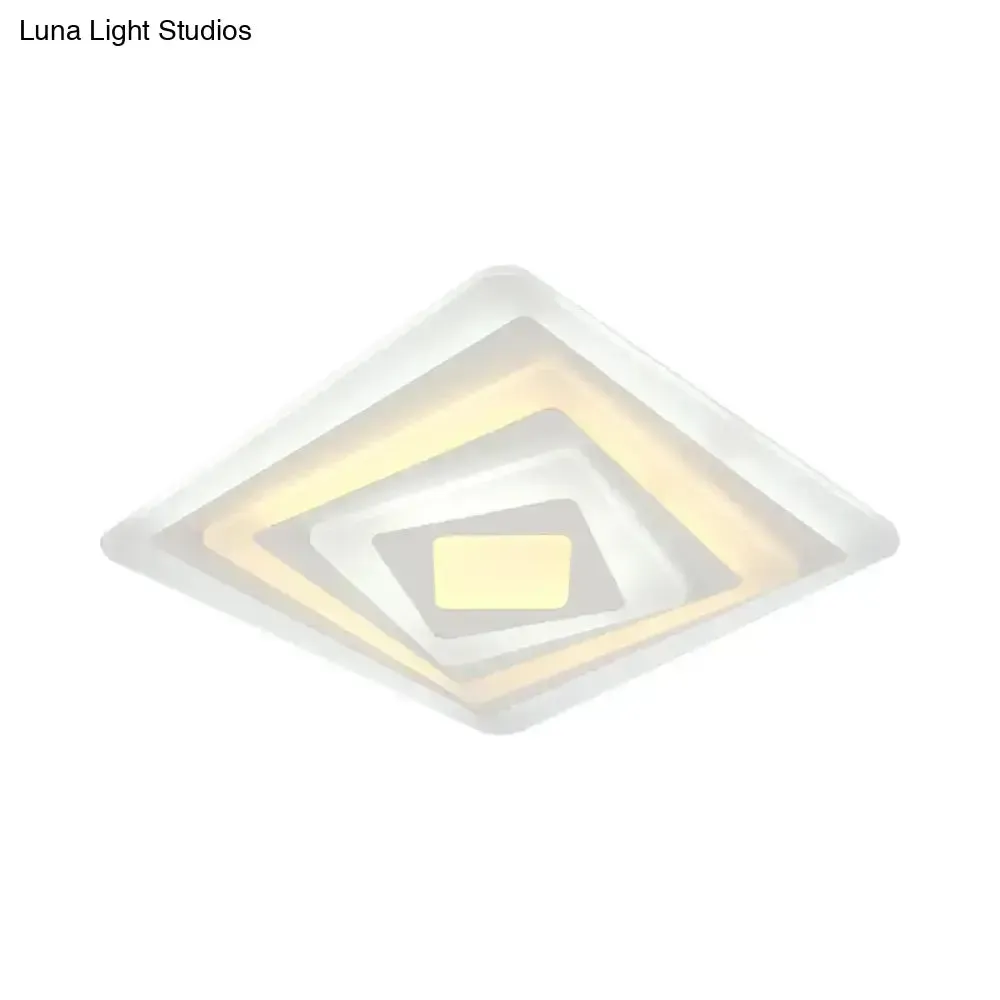 Contemporary LED Ceiling Lamp: Acrylic Spiral Design Flush Mount in White, Warm/White Light - 19.5"/35.5"/47" W