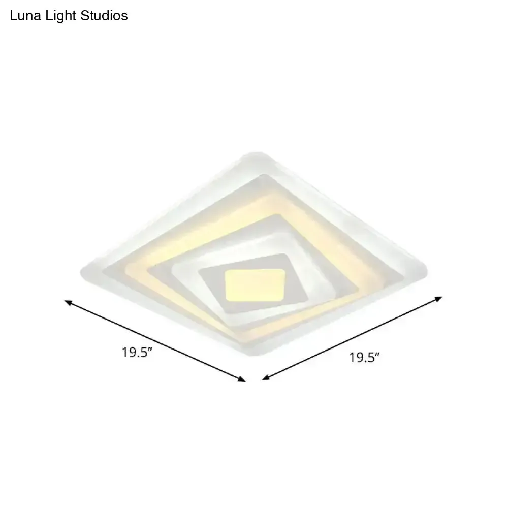 Contemporary LED Ceiling Lamp: Acrylic Spiral Design Flush Mount in White, Warm/White Light - 19.5"/35.5"/47" W