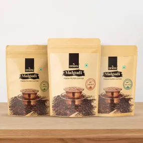 Continental Malgudi | Malabar   Araku   Coorg - Each 200g| Roast & Ground Coffee Powder | Filter Coffee | 100% Coffee