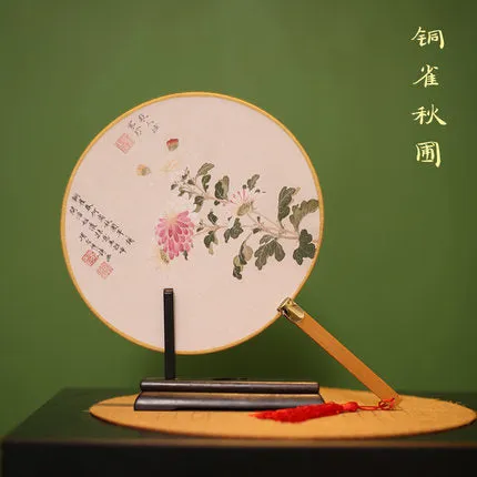 Cotton And Linen Hand-made Bamboo Bone Classical Chinese Fan Single Side 103