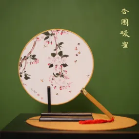 Cotton And Linen Hand-made Bamboo Bone Classical Chinese Fan Single Side 111