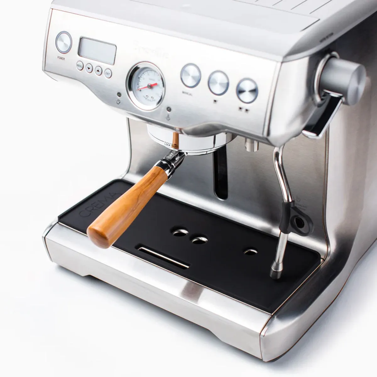 Crema 58mm Bottomless Portafilter, Olivewood