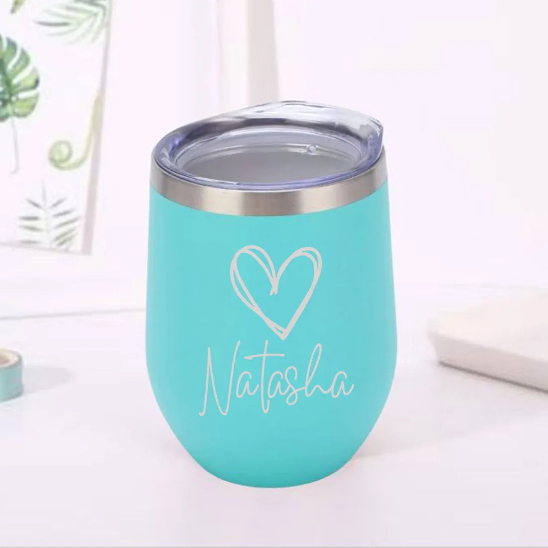 Customized Insulated Coffee Flask Mug With Name Engraved Design (350 ML) - Heart