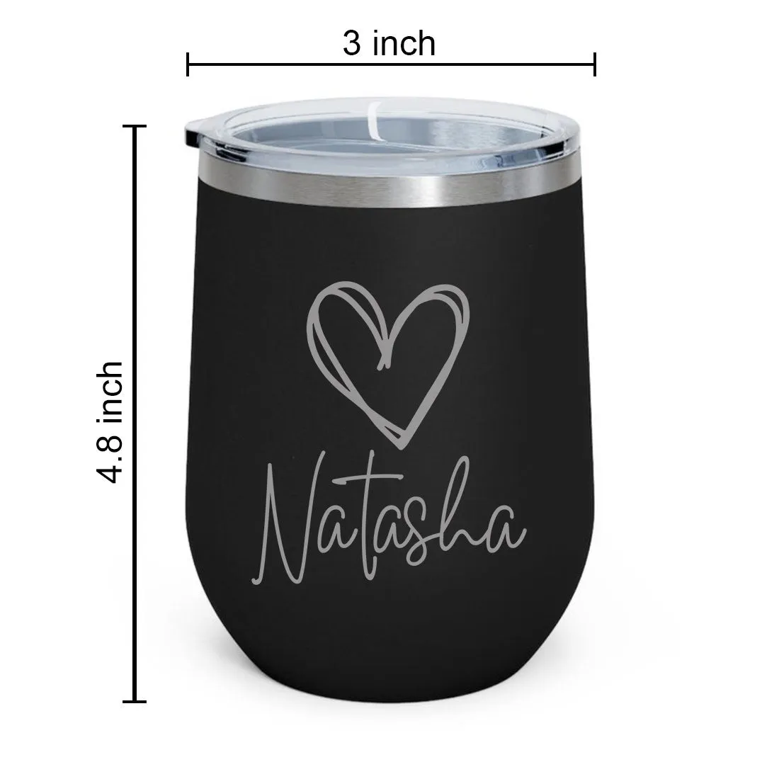 Customized Insulated Coffee Flask Mug With Name Engraved Design (350 ML) - Heart