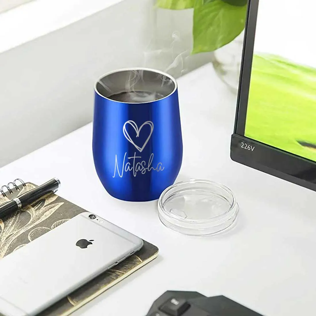 Customized Insulated Coffee Flask Mug With Name Engraved Design (350 ML) - Heart