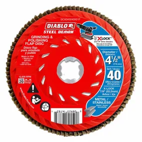 Diablo DCX045040X03F 4-1/2" 40-Grit Flap Disc for X-Lock and All Grinders Pro Bulk Pack (3-Pack)