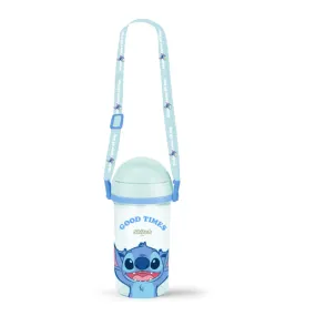 Disney Lilo & Stitch Collection Plastic Bottle with Straw and Shoulder Strap (400mL)(Stitch)